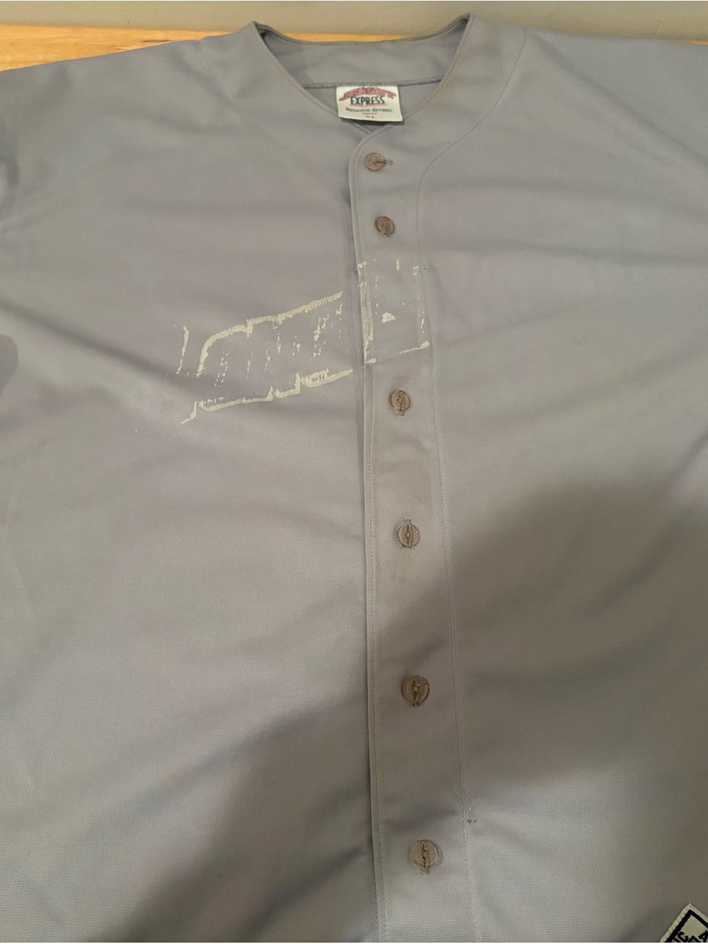 Jersey Express Blank Gray Button-Front Jersey Size XL